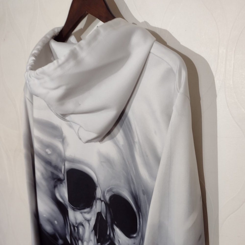 Skull Graphic Hoodie All Over Print Size XL Adults - Picture 12 of 13